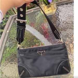Prada black nylon logo belt bag shoulder bag